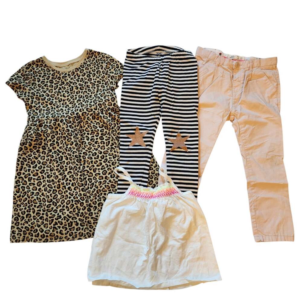4 PC Lot of Girls Clothes Size 3T & 4T Pants Legging Dress Zara Old Navy Place